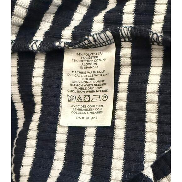 EUC LOFT Women's Navy White Striped Collared Blouse Large - Picture 6 of 7